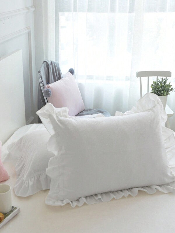 1pc Cute Ruffle Edge Pillowcase For Bedding